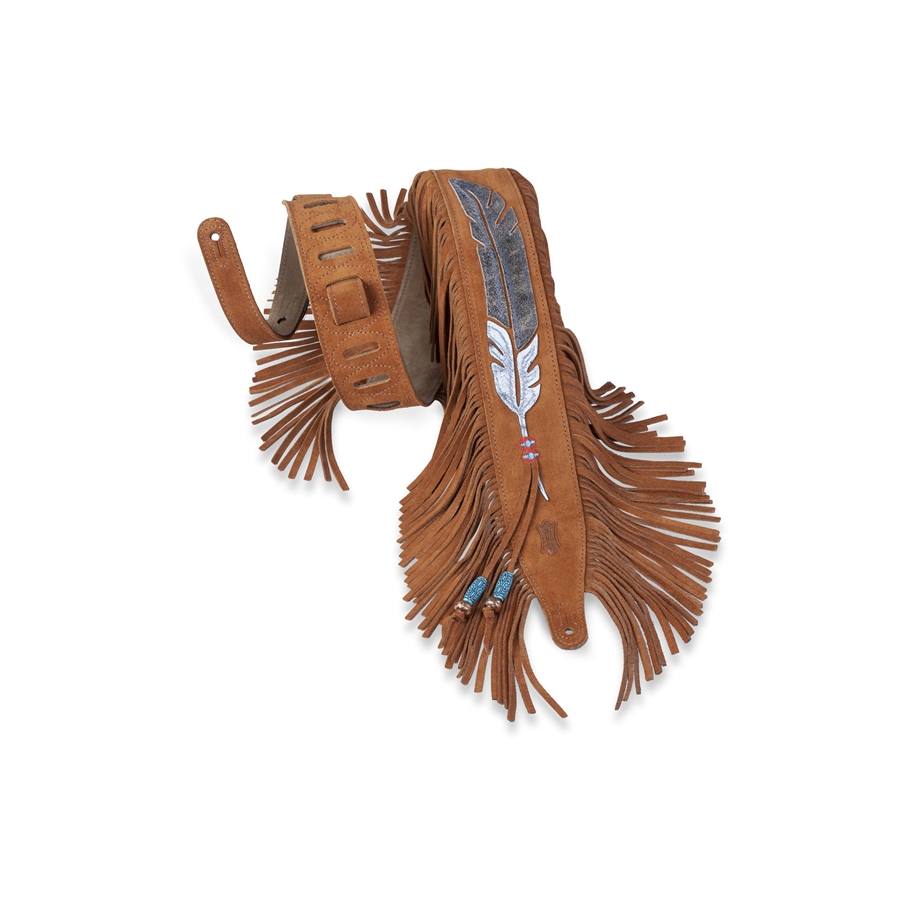 MS17AIF-004 Tracolla in pelle scamosciata Fringe Feather 2 1/2"
