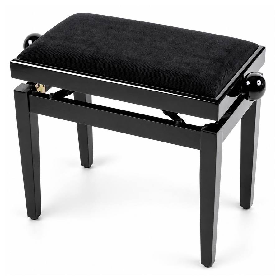 PB/010 BK L Panca in Legno Nero Lucido per Pianoforte