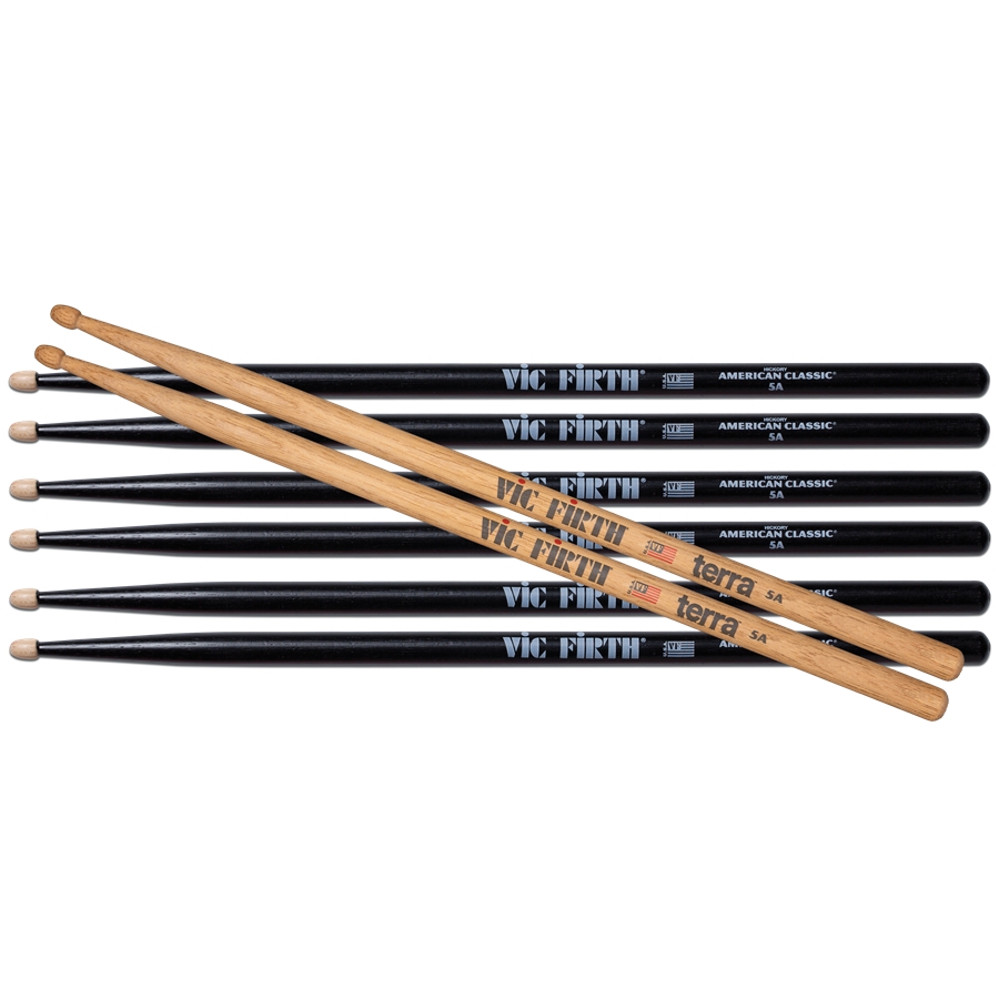 VIC FIRTH 3 PAIR 5AB + 1 PAIR 5AT TERRA FREE VIC FIRTH 3 PAIR 5AB + 1 PAIR 5AT TERRA FREE