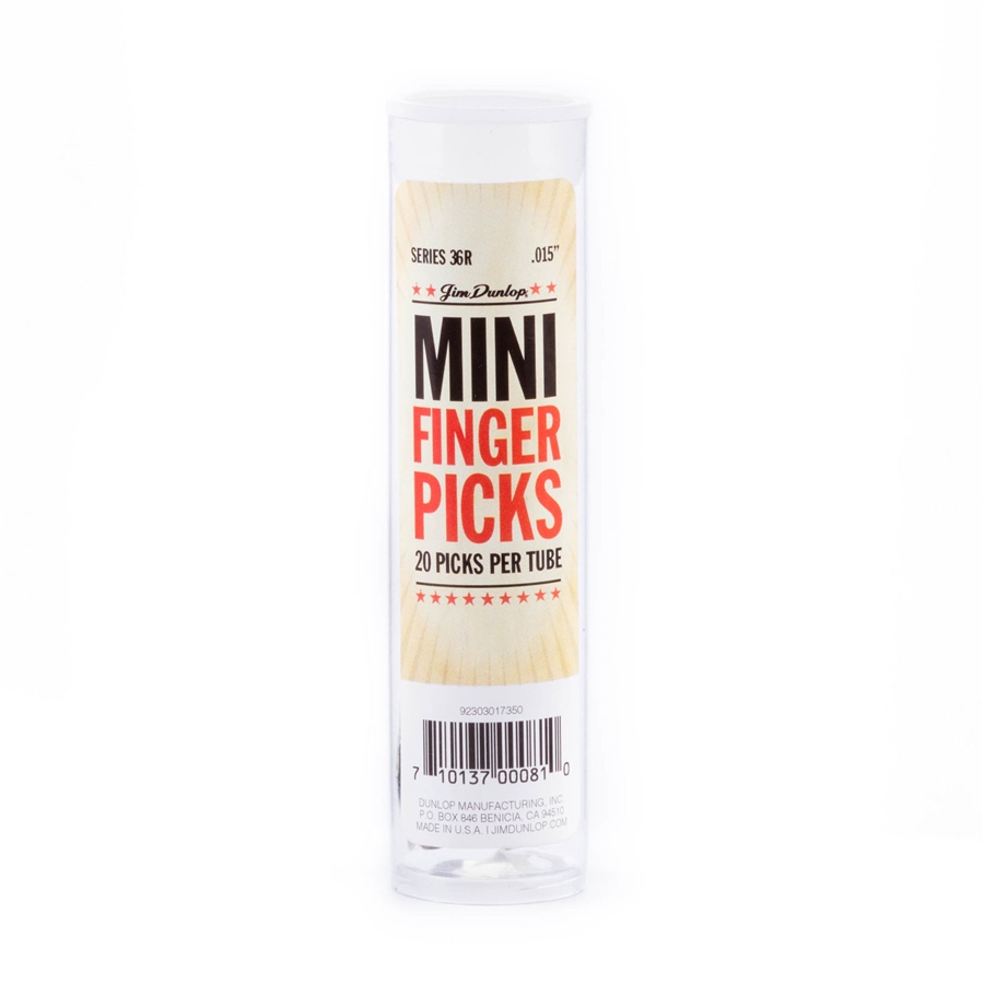 DUNLOP 36R N/S MINI FINGER .015 - TUBO 20 PLETTRI DUNLOP 36R N/S MINI FINGER .015 - TUBO 20 PLETTRI