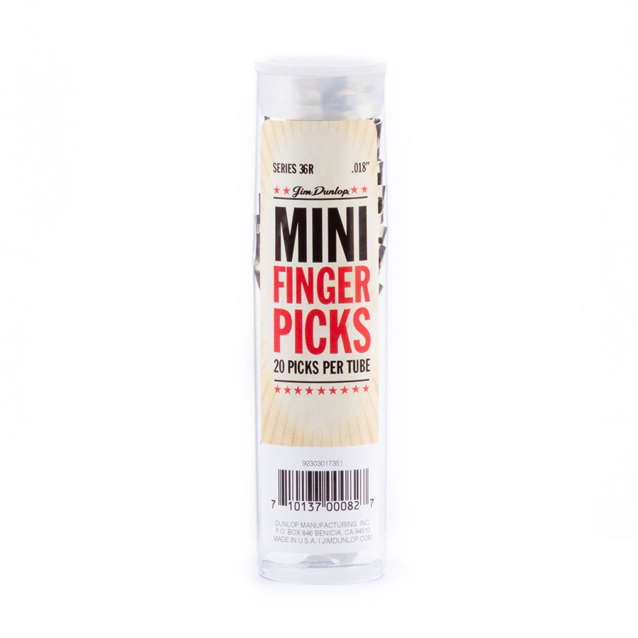 DUNLOP 36R N/S MINI FINGER .018 - TUBO 20 PLETTRI DUNLOP 36R N/S MINI FINGER .018 - TUBO 20 PLETTRI