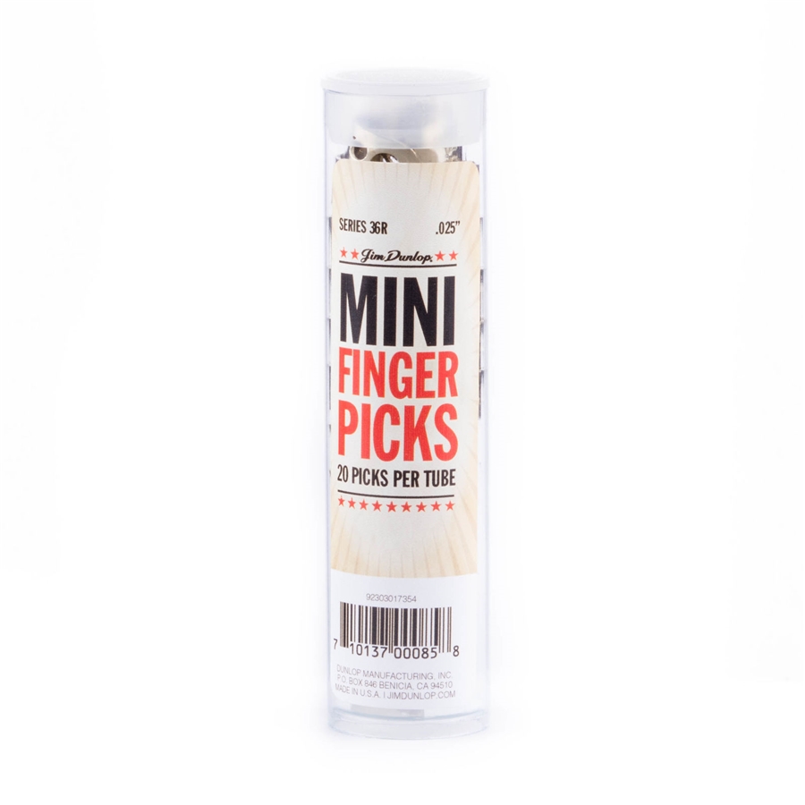 DUNLOP 36R N/S MINI FINGER .025 - TUBO 20 PLETTRI DUNLOP 36R N/S MINI FINGER .025 - TUBO 20 PLETTRI