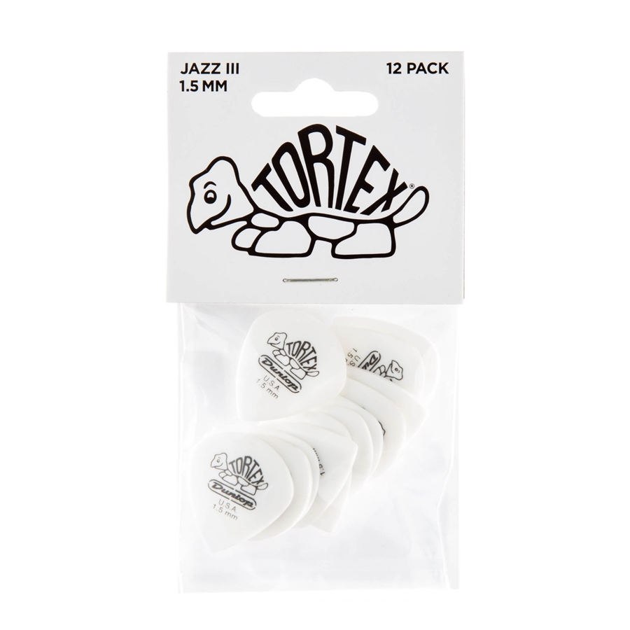 DUNLOP 478P1.50 TORTEX WHITE JAZZ III, 1.5MM DUNLOP 478P1.50 TORTEX WHITE JAZZ III, 1.5MM