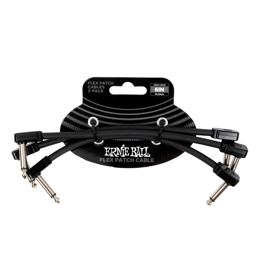 Ernie Ball 6444 Flex Patch Cable Black 15cm 3pk