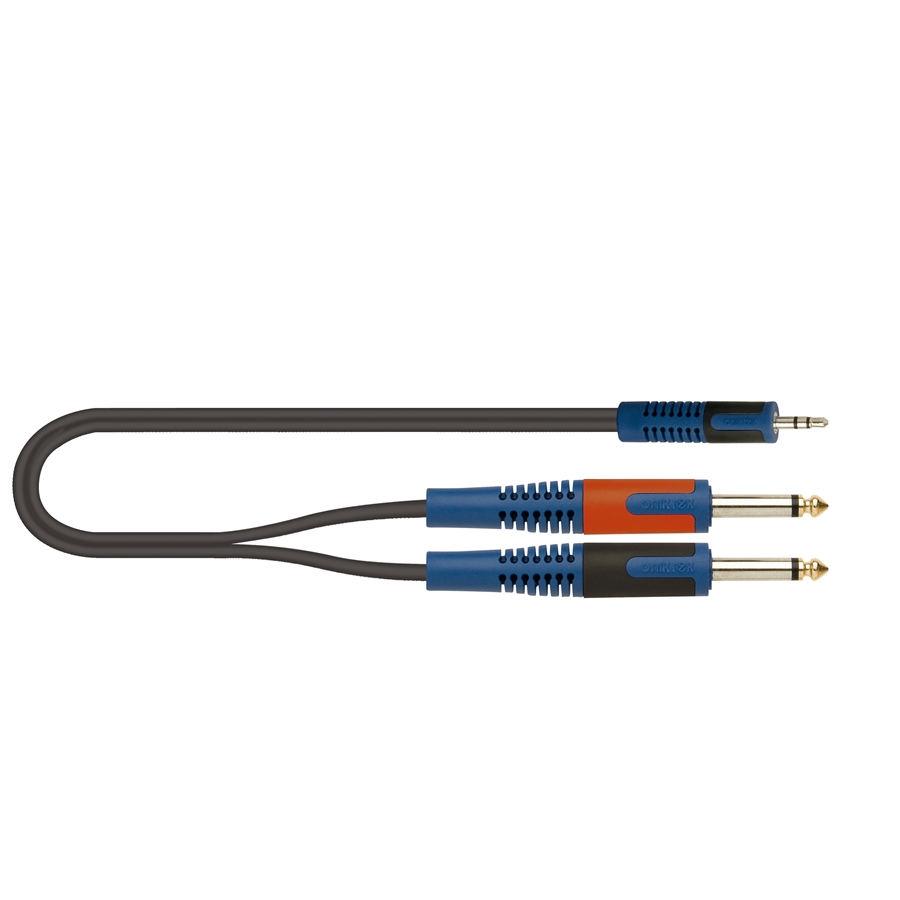 QUIK LOK RKSA/140-1 MINIJACK TRS STEREO 3.5 / 2X JACK TS MONO 6.3 1 MT QUIK LOK RKSA/140-1 MINIJACK TRS STEREO 3.5 / 2X JACK TS MONO 6.3 1 MT