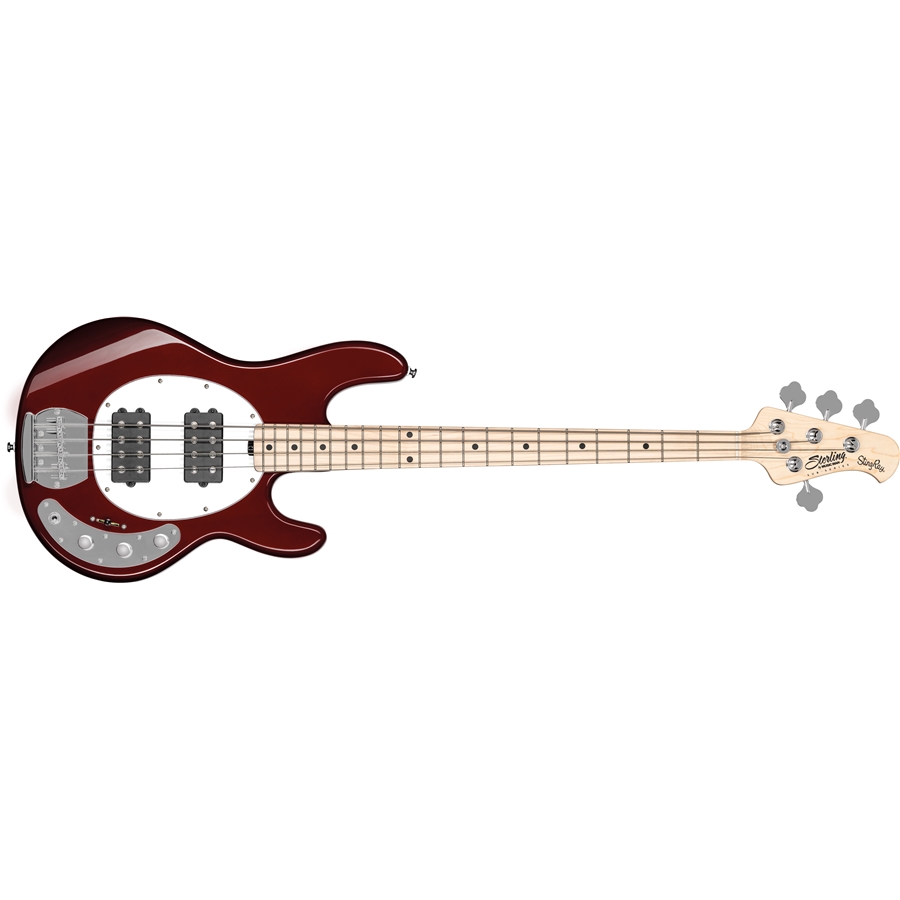 Sterling by MusicMan StingRay Ray4 HH 4 Corde Candy Apple Red Tastiera Acero