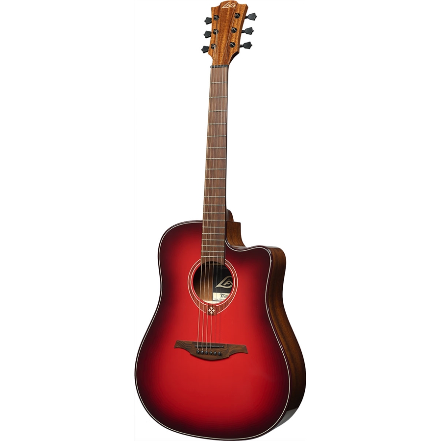LAG Tramontane Special Edition T-RED-DCE Red Burst Dreadnought Cutaway EQ