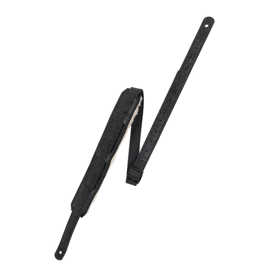 Levy's M11BGVDX-BLK Tracolla in pelle goffrata e retro in pecora Black 2"