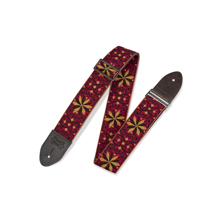 Levy's M8HTV-21 Tracolla in jacquard Red & Gold 2"