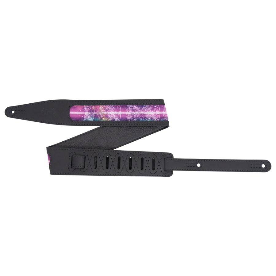 Levy's MG317Z-BLK Tracolla in pelle con stampa Cosmic Window Cut Out Black 2 1/2"