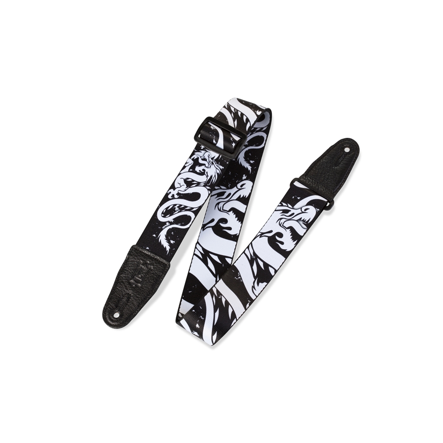Levy's MPD2-013 Tracolla in poliestere Black & White Dragon 2"