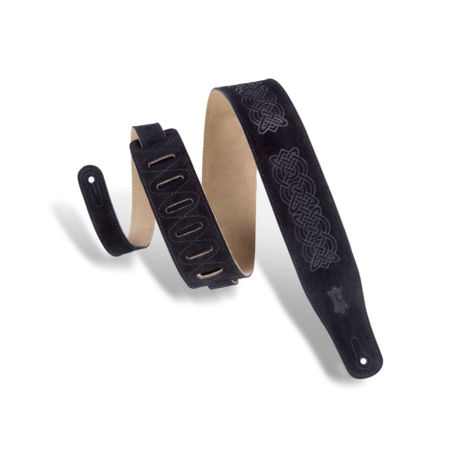 Levy's MS26CK-BLK Tracolla in pelle scamosciata Celtic Embossed Black 2 1/2"