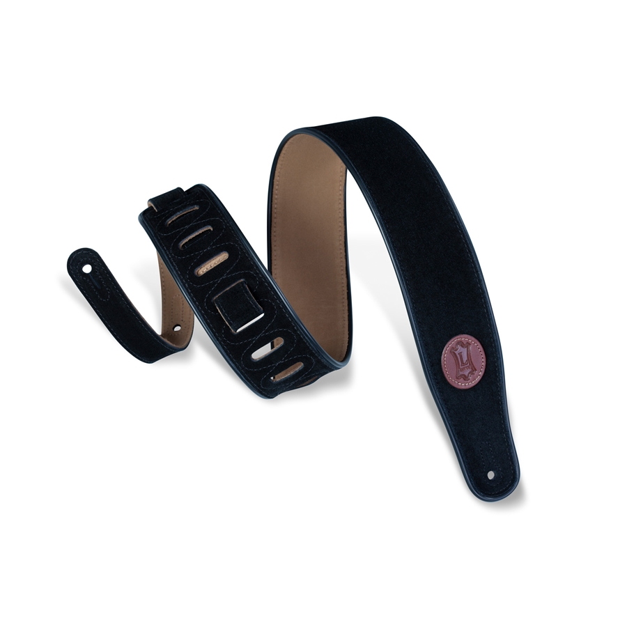 Levy's MSS3-BLK Tracolla in pelle scamosciata con piping Black 2 1/2"