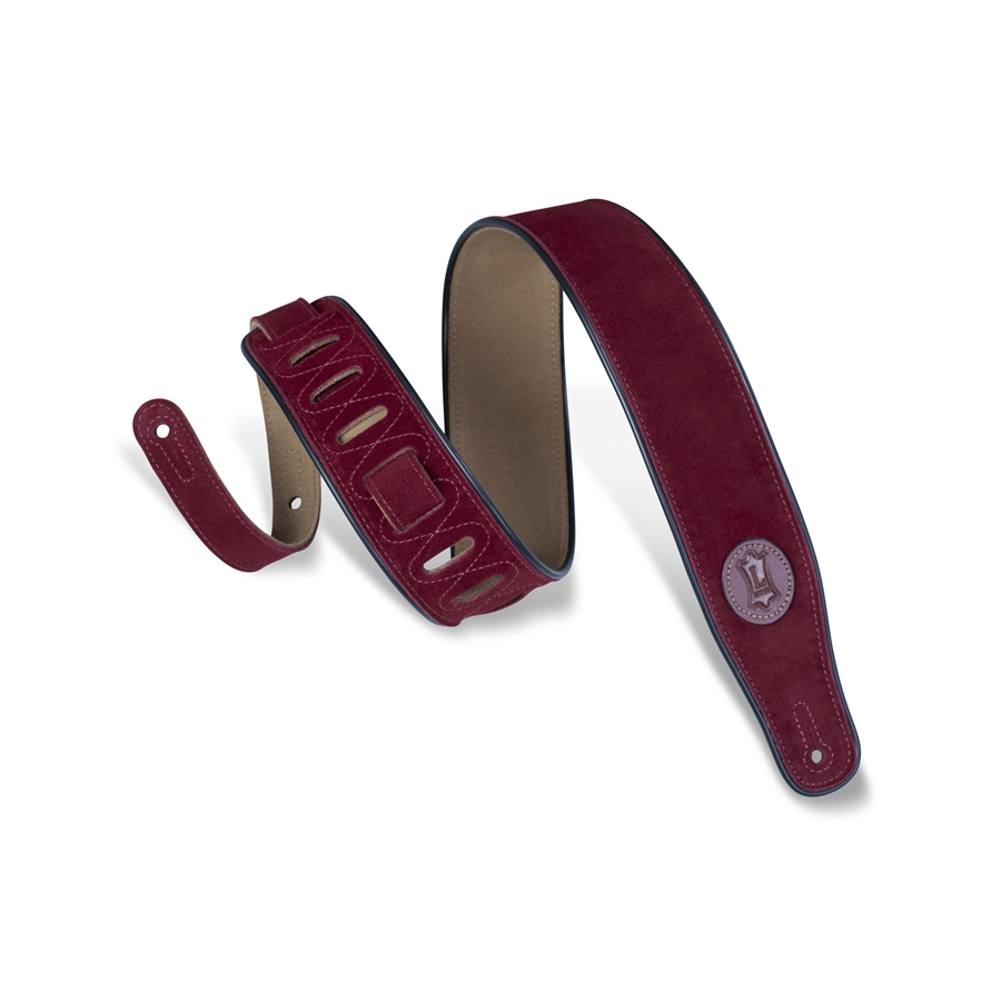 Levy's MSS3-BRG Tracolla in pelle scamosciata Burgundy con piping Black 2 1/2"