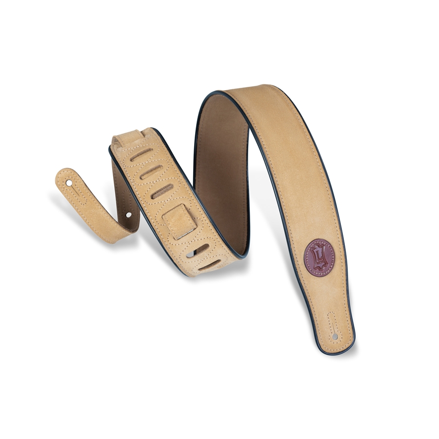 Levy's MSS3-TAN Tracolla in pelle scamosciata con piping Tan & Black 2 1/2"