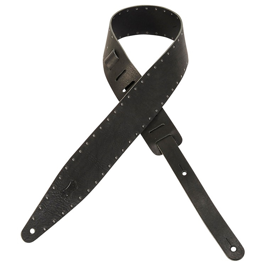 Levy's MV317ST-BLK Tracolla in pelle conciata al vegetale con inserti metallici Black 2 1/2"