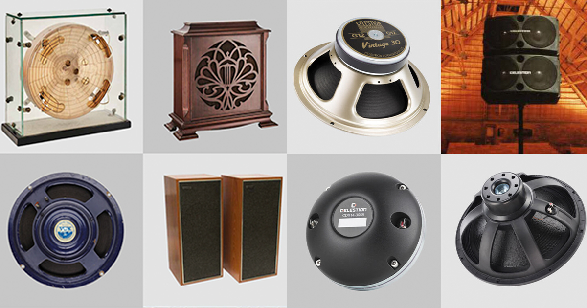 altoparlanti Celestion costruiti nell'arco di 100 anni di storia del marchio inglese