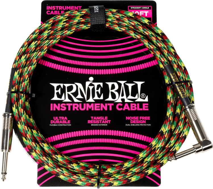 ERNIE BALL 6481 BRAIDED CABLE GOOD VIBRATIONS 3.05 M STRAIGHT/ANGLED ERNIE BALL 6481 BRAIDED CABLE GOOD VIBRATIONS 3.05 M STRAIGHT/ANGLED