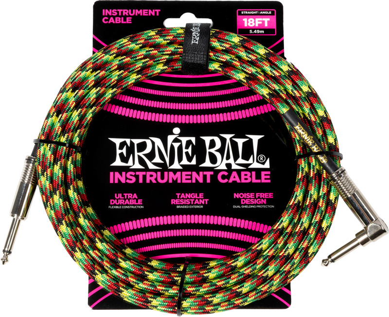 ERNIE BALL 6483 BRAIDED CABLE GOOD VIBRATIONS 5.49 M STRAIGHT/ANGLE ERNIE BALL 6483 BRAIDED CABLE GOOD VIBRATIONS 5.49 M STRAIGHT/ANGLE