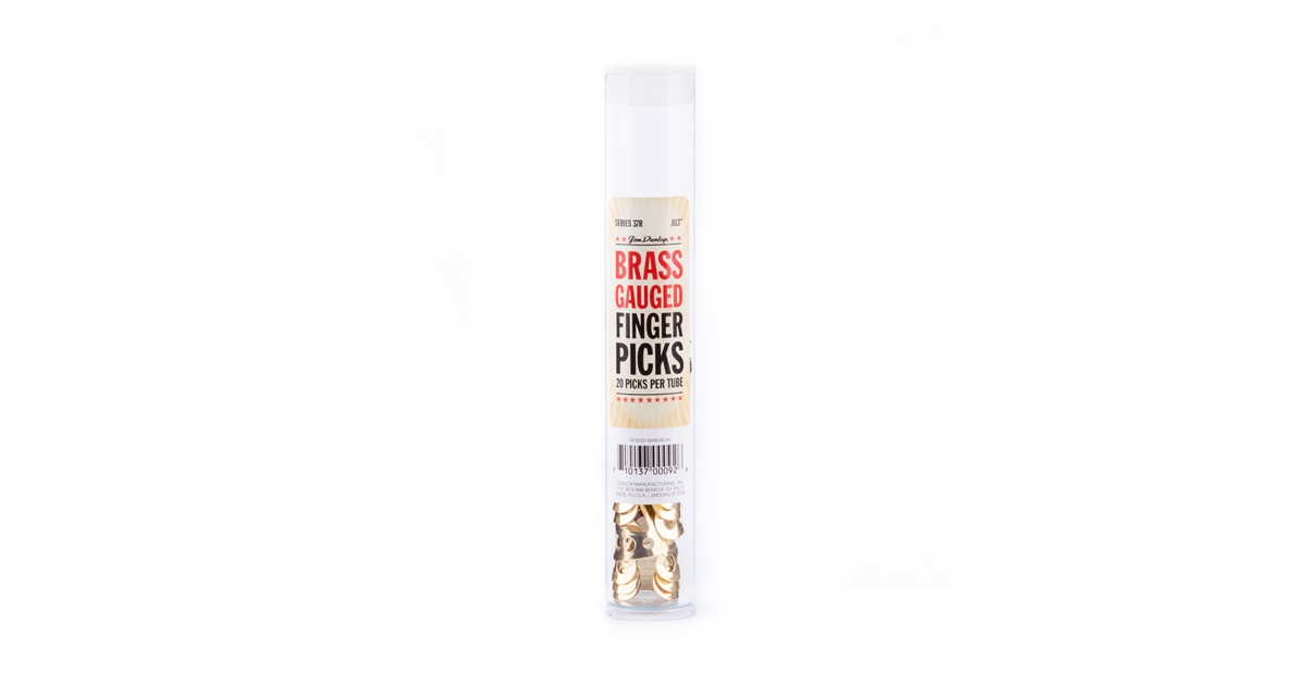 DUNLOP 37R BRASS FINGER .013 - TUBO 20 PLETTRI DUNLOP 37R BRASS FINGER .013 - TUBO 20 PLETTRI