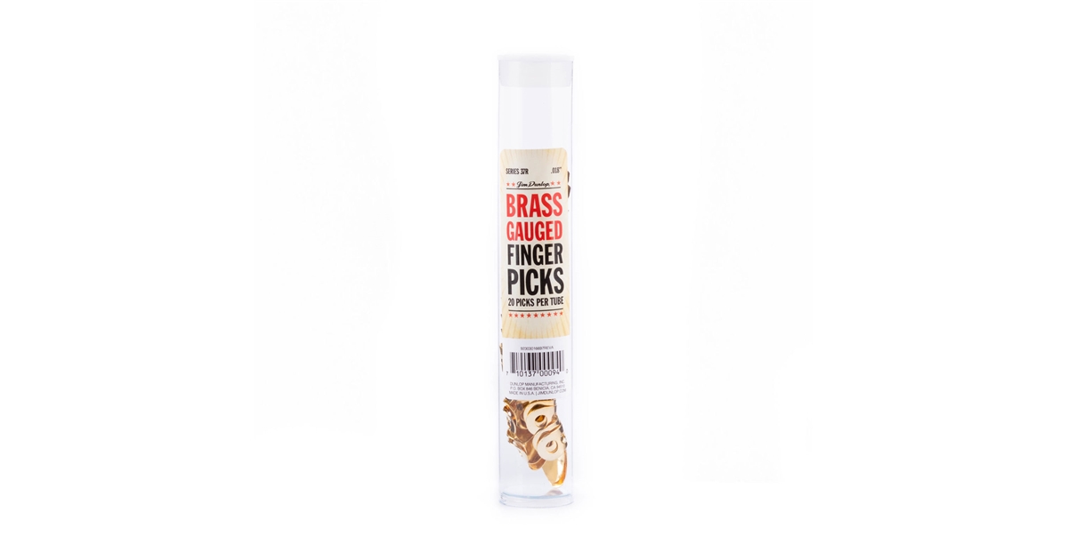 DUNLOP 37R BRASS FINGER .018 - TUBO 20 PLETTRI DUNLOP 37R BRASS FINGER .018 - TUBO 20 PLETTRI