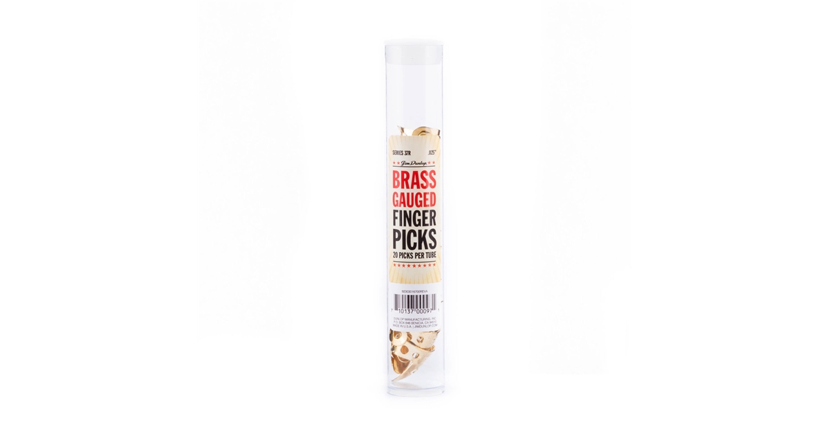 DUNLOP 37R BRASS FINGER .025 - TUBO 20 PLETTRI DUNLOP 37R BRASS FINGER .025 - TUBO 20 PLETTRI