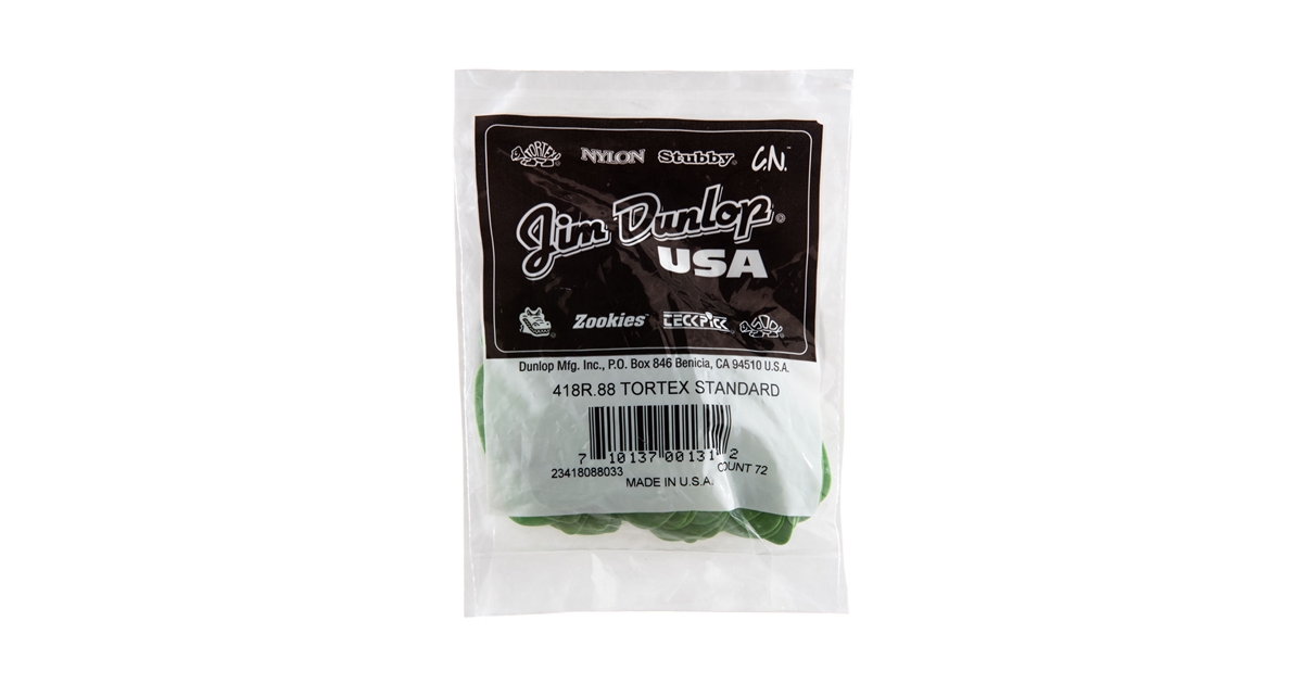 DUNLOP 418R TORTEX STANDARD GREEN .88 DUNLOP 418R TORTEX STANDARD GREEN .88