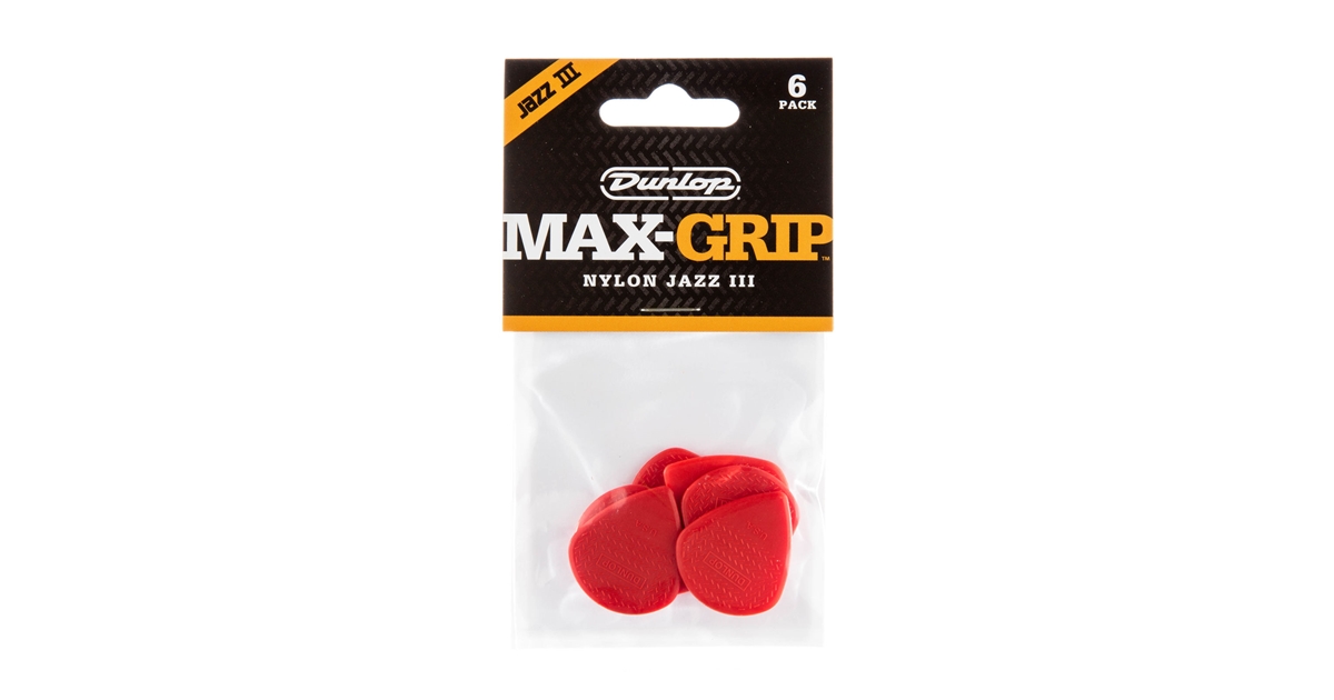 DUNLOP 471P3N MAX-GRIP JAZZ III RED NYLON DUNLOP 471P3N MAX-GRIP JAZZ III RED NYLON