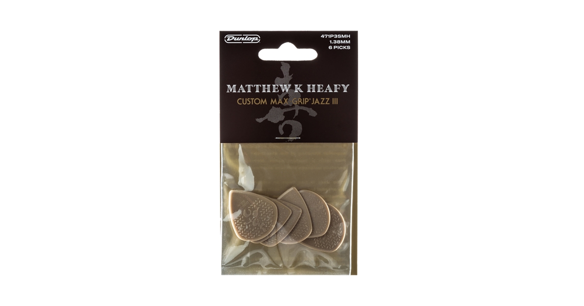 DUNLOP 471P3SMH MATT HEAFY MAX GRIP JAZZ PLAYER'S PACK/6 DUNLOP 471P3SMH MATT HEAFY MAX GRIP JAZZ PLAYER'S PACK/6
