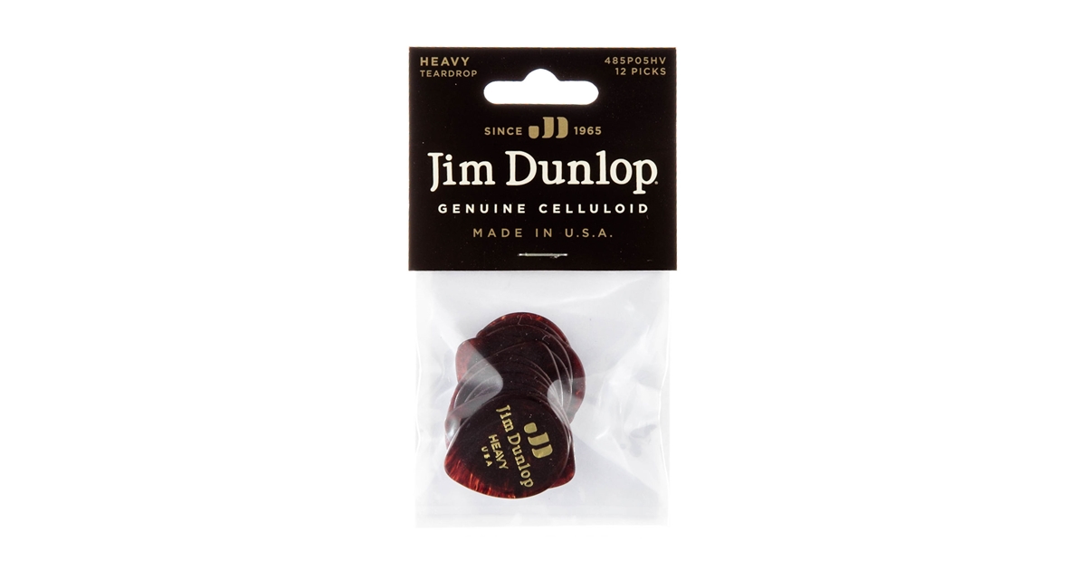 Dunlop 485P-05HV Celluloid Teardrop, Shell Heavy Player's Pack/12