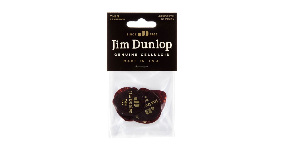 Dunlop 485P-05TH Celluloid Teardrop, Shell Thin Player's Pack/12