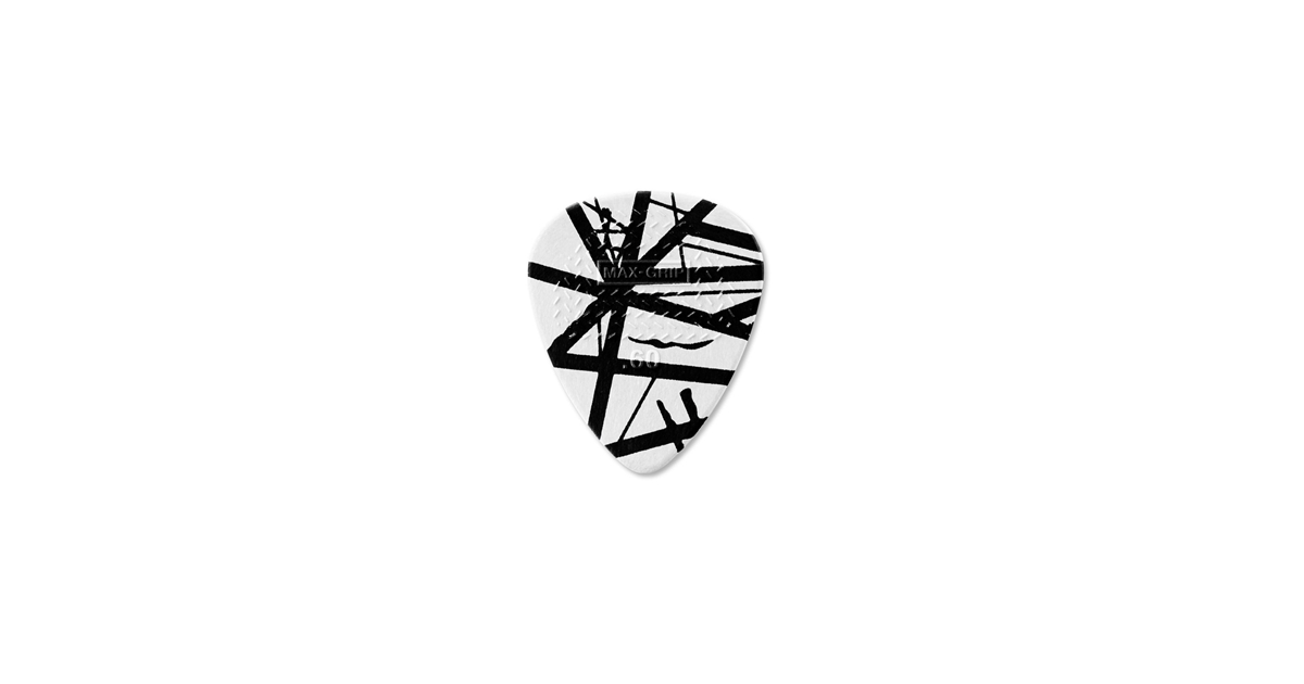 DUNLOP EVHR03 EVH WHITE WITH BLACK STRIPES MAX GRIP 0.60 MM PACK/24 DUNLOP EVHR03 EVH WHITE WITH BLACK STRIPES MAX GRIP 0.60 MM PACK/24