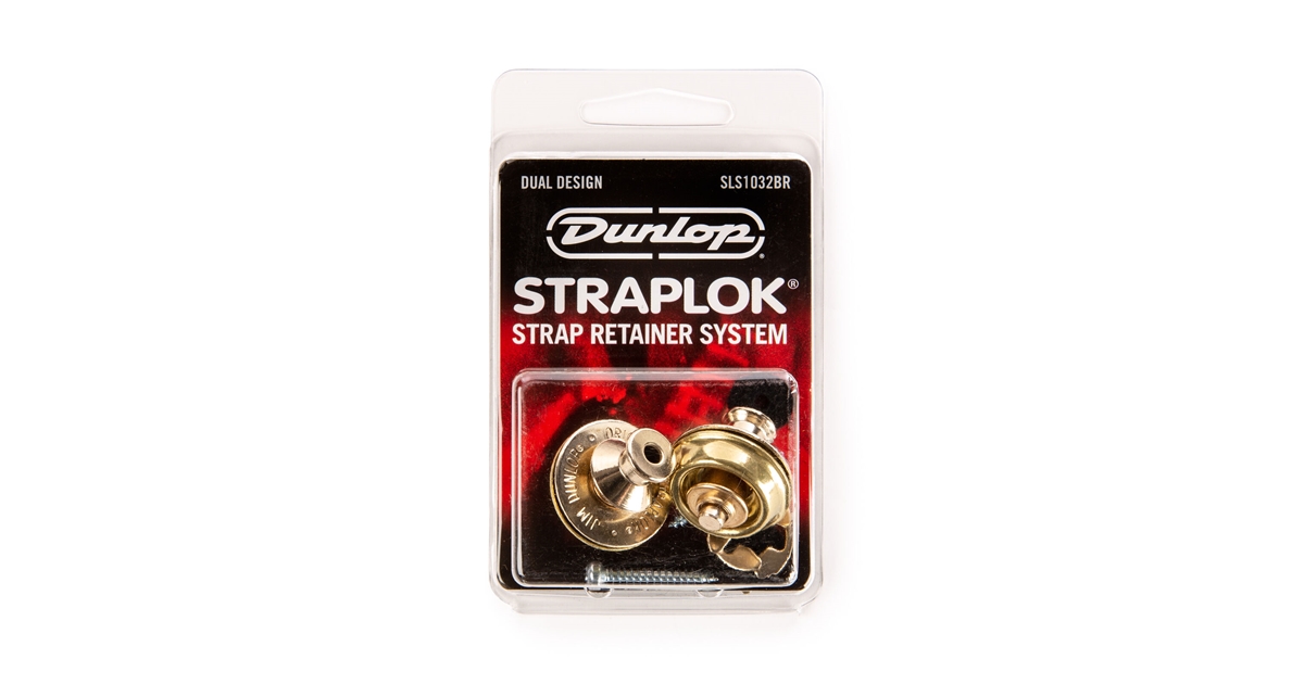Dunlop SLS1032BR Straplok Dual Design Strap Retainer System, Brass
