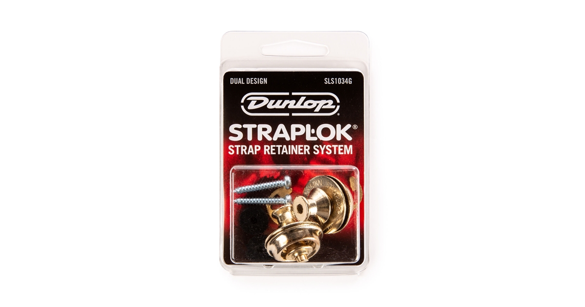 Dunlop SLS1034G Straplok Dual Design Strap Retainer System, Gold