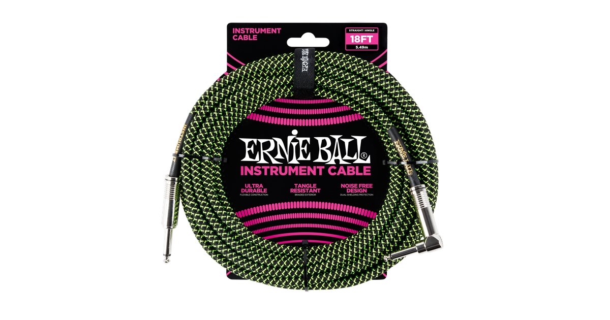 Ernie Ball 6082 Cavo Braided Black/Green 5,49 m