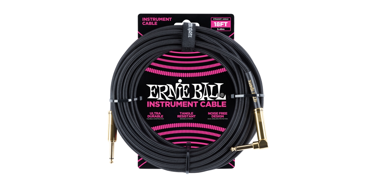 Ernie Ball 6086 Cavo Braided Black Gold Tips 5,49 m