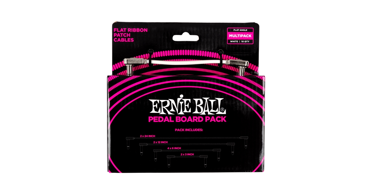 Ernie Ball 6387 Flat Ribbon Patch Cables White Multi-pack