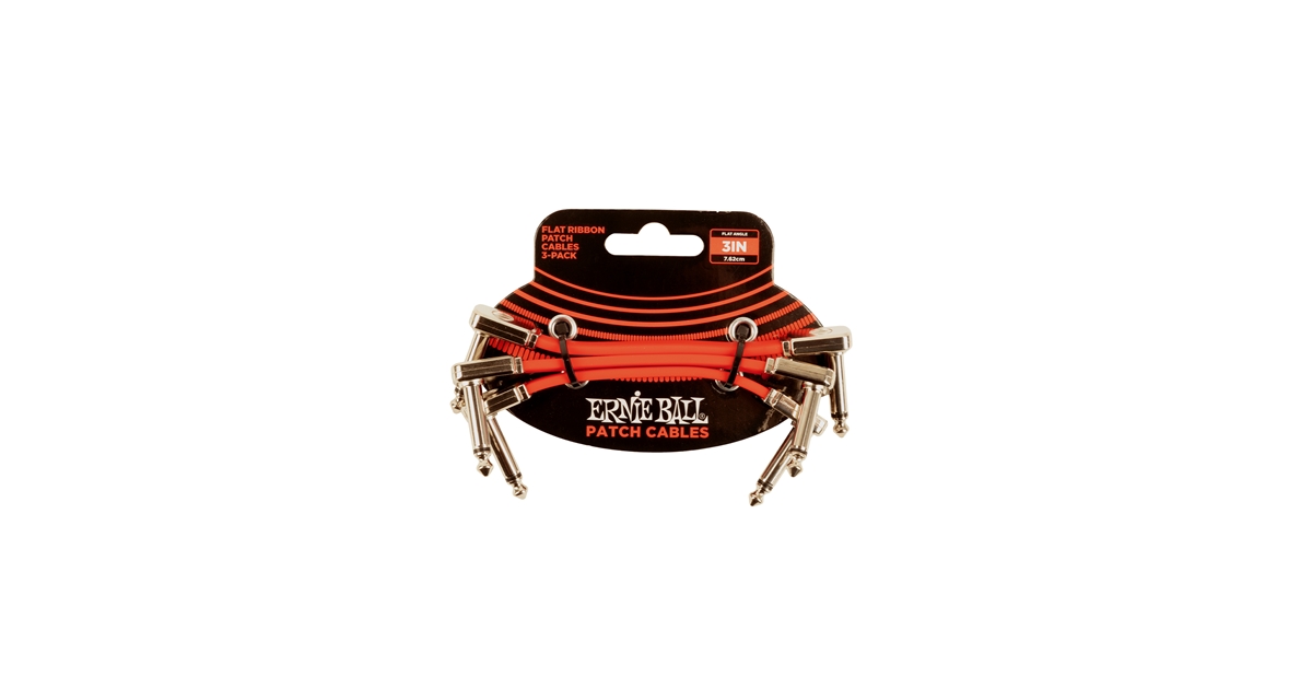 Ernie Ball 6401 Flat Ribbon Patch Cable Red 7,62cm 3-Pk