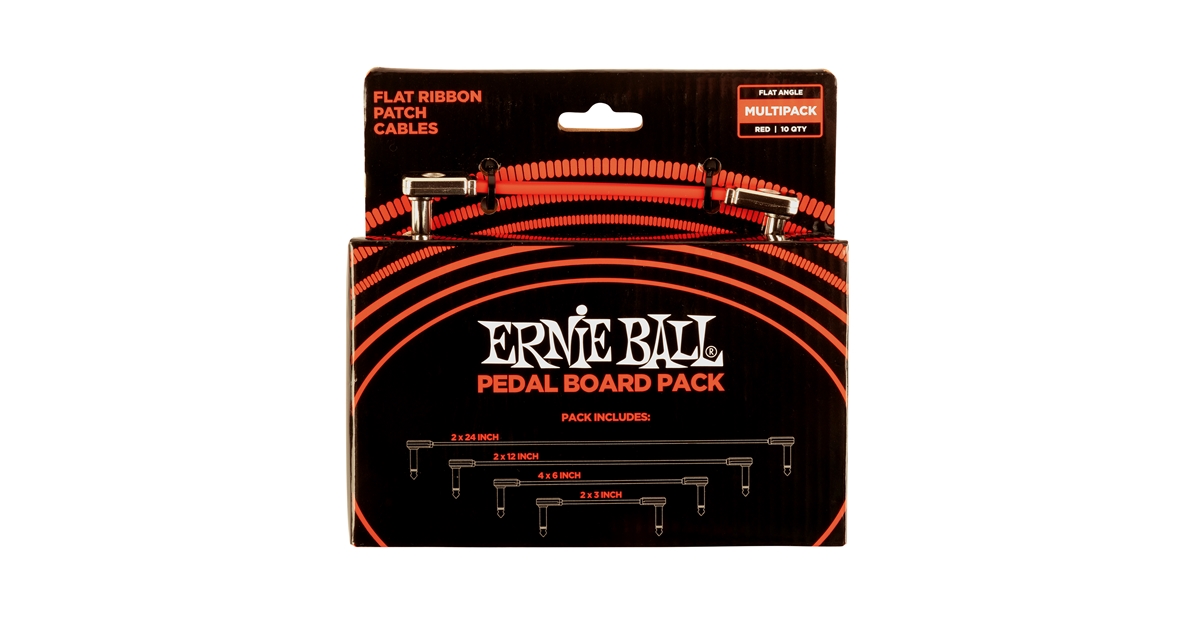 Ernie Ball 6404 Flat Ribbon Patch Cables Red Multi-pack
