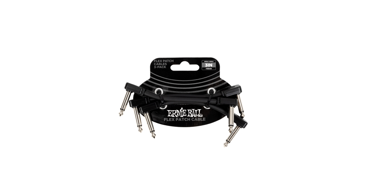 ERNIE BALL 6443 FLEX PATCH CABLE BLACK 8CM 3PK ERNIE BALL 6443 FLEX PATCH CABLE BLACK 8CM 3PK