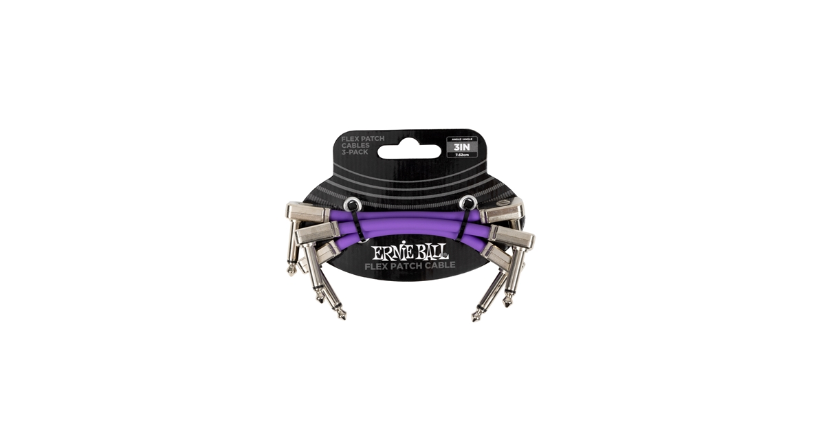 Ernie Ball 6451 Flex Patch Cable Purple 8cm 3pk