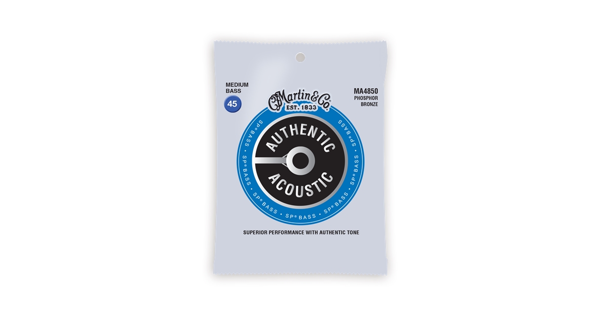 Martin & Co. MA4850 Authentic Bass, 4 Corde Basso Acustico, Medium 45/105 Phosphor Bronze