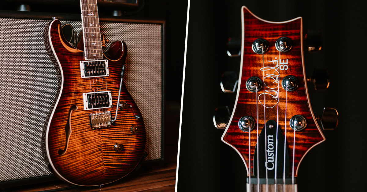 Prs SE Custom 24 Semi-Hollow Piezo Orange Tiger Smokeburst 2025