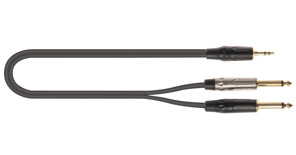 QUIK LOK JUST/J352J-5 CAVO MINIJACK 3.5 TRS STEREO / 2X JACK 6.3 TS MONO 5 MT QUIK LOK JUST/J352J-5 CAVO MINIJACK 3.5 TRS STEREO / 2X JACK 6.3 TS MONO 5 MT
