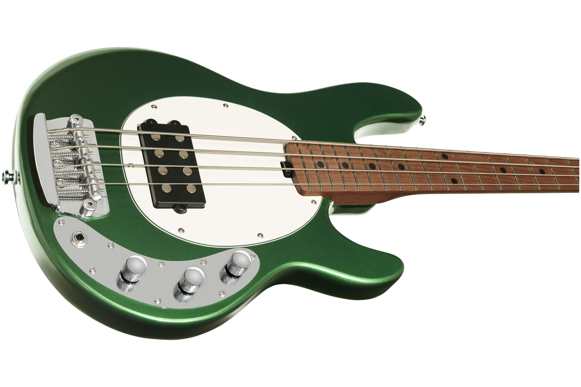 Sterling by MusicMan StingRay RAYSS4 Short Scale Charging Green